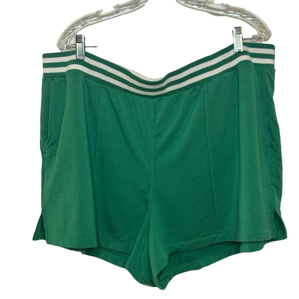 Summersalt Green Pull On Retro Shorts Striped Waistband Size 2XL Pockets